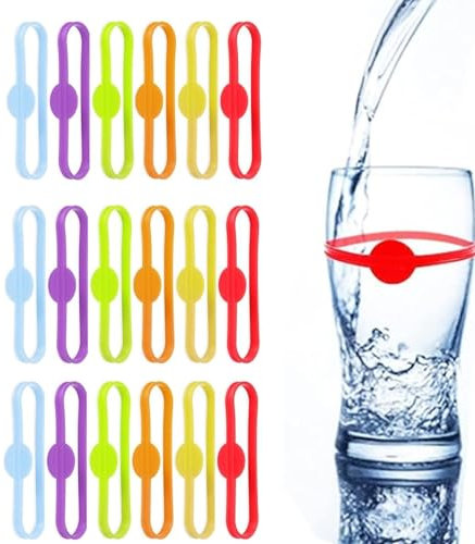 JJiaoLinin Segnabicchiere, 18 Pezzi Colorati Segnabicchieri Vino Marcatori Bicchieri Silicone Segnabicchieri per Bicchieri Identificatore del Bicchiere di Vino per Casa, Bar, Festa, Matrimonio