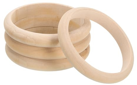 QUARKZMAN Träarmband, 4 st 80 mm - Retro Makrame-ringar i trä, oavslutade släta cirklar, träring för hantverk, smycken, DIY, heminredning