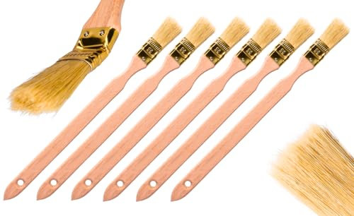 ToolSpace Pinceau à Calories courbé | Pinceau pour radiateur | Largeur 25 mm | Longueur Totale : 34 cm | Poils : Poils naturels denses| Manche : Bois de hêtre | 6 pièces