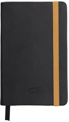 Unipapel Notizbücher Hardcover | mit vertikalem Verschluss | abgerundete Ecken | Kunstleder | schwarz | linierte Blätter | Hardcover | A6 | 80 Blatt