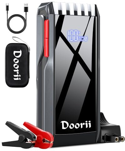 DOORII 012 4000A Avviatore Batteria Auto, Portatile Avviatore Emergenza per Auto, 12V Jump Starter Booster Power Bank,(Motori Fino a 9.0L Gas o 7.0L Diesel) Torcia a LED,Porta USB da per.