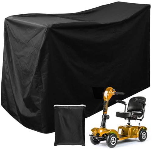 Heavy Duty Mobility Scooter Cover, 190D Oxford Waterproof Anti-UV Wheelchair Storage Cover, Anti Dust Motorbike Protector for Most Mobility Scooter(170X61X117cm)