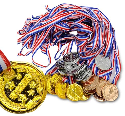 SULIUDAJI 15 Piezas Medallas De Ganador De, Hay Medallas De Oro, Plata Y Bronce, Medallas De Oro Para Decoración De Fiestas Infantiles Y Premios Deportivos,Para Fiesta, Día Del Deporte Escolar
