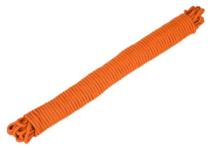 Rebower 1 Pcs Orange Nylon Rope 1/4x98ft Solid Braided Cord Polypropylene Rope Utility Cord,[for Camping, Tie Down, Securing, Mooring Lines,Indoor & Outdoor Use]