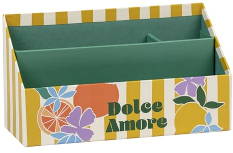 Clairefontaine - 116278C - Un Porte-lettres en Carton 25x10x14 cm - Décor Agrumes Aux Couleurs Acidulées - Home Office - Rangement Bureau - Organisateur - Collection Dolce Amore