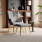 KeepGoon Fauteuil de Chambre à Coucher, Fauteuil scandinave avec Repose-Pieds, Chaise de Salon Confortable en Tissu Peluche avec Pieds en métal doré, Fauteuil de Salon (Gris foncé)