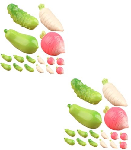 HANABASS 2 Set Vegetale Simulato Di Verdure Decorazione Verde Simulare Raccolto Strano Piccole Verdure Finte Vegetale Realistico Alimentare Pvc 16 Pezzi*2