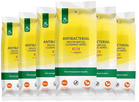 by Amazon Lingettes Nettoyantes Multi-usages Antibactériennes Citron, 252 pièces, 6 lot de 504 Lingettes