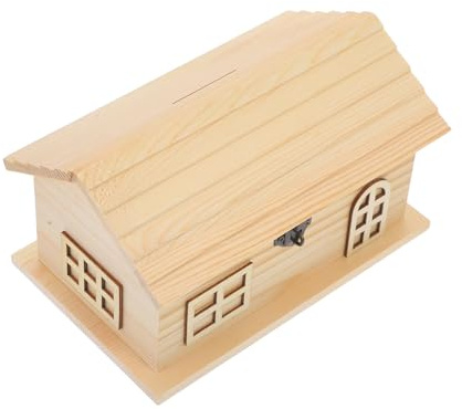 HONITANO Holz Spardose Hausform Groß zum Bemalen Dekorative Münzbox aus Kiefernholz DIY Geldgeschenk für Kinderzimmer Kreative Aufbewahrung für Kleingeld und Sparprojekte