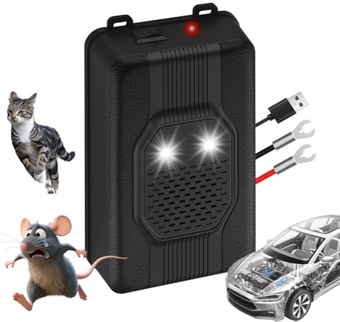 auvstar Anti Rongeur Voiture,Anti Martre Voiture avec Alimentation par Batterie de Voiture 12V, Piles AA ou USB,Anti Rongeur Voiture,Repulsif Rongeur pour Voiture 1 Unité