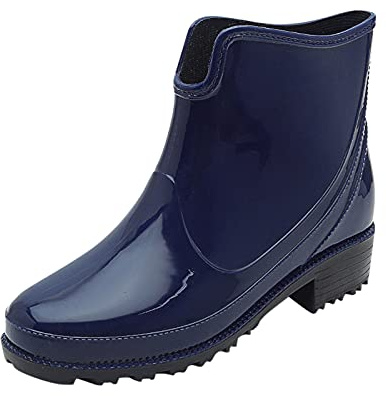 Stivali di gomma da donna, vestibilità larga, impermeabili, corti, senza lacci, resistenti, da giardino, leggeri, con suola antiscivolo, scarpe da lavoro per attività all'aperto, Blu, 39 EU