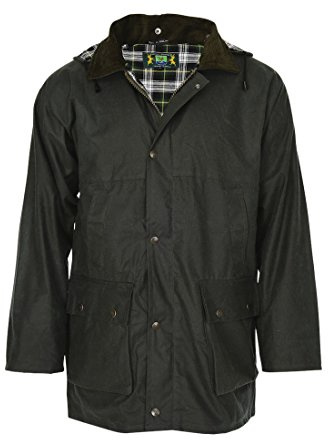 Romney's Veste cirée anglaise Country – l’original | Veste de pluie robuste imperméable et coupe-vent | Capuche incluse | Olive, XXXL