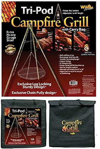 Wilcor Campfire Tri-Pod Grill (Adjustable Height & Quick Setup)