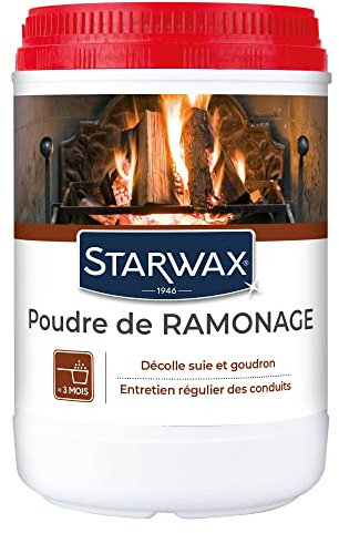 STARWAX - Poudre de Ramonage 1kg - Poêle et Cheminée - Décolle les Suies et Goudrons - Optimise le Pouvoir Calorifique - 3 Mois de Protection Environ - Fabrication Française