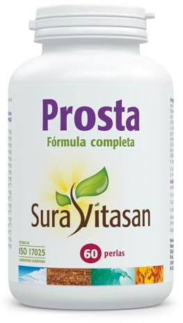 SURA VITASAN Prosta 60 Perlas – 18 Ingredientes para Salud de la Próstata con Saw Palmetto, Ortiga, Polen, Esteroles Vegetales y Zinc – Función Urinaria Normal