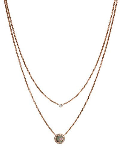 Fossil Halskette Für Frauen Misty Autumn, Gesamtlänge:42+46+5Cm Verlängerungskette Rose Gold Edelstahl Halskette, JF02953791