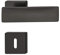 JUVA Drückergarnitur Messing Türbeschlag schwarz Türgriff Zimmertür - LDH 3225 | BB - Buntbart | Drücker-Paar mit eckiger Rosette | 1 Set - Design Türdrücker-Garnitur für Innentüren mit Schrauben