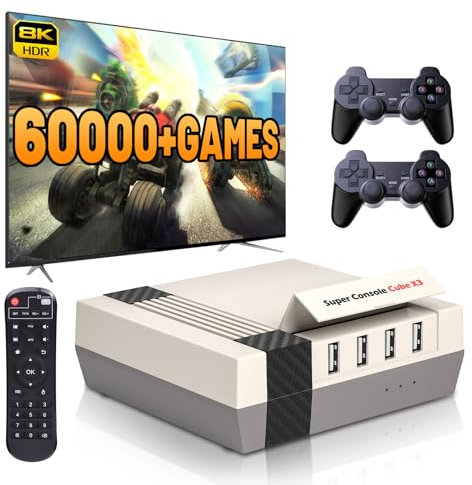 Kinhank Super Console Cube X3 Retro Game Console with 100000+ Games, EmuELEC 4.5/Android 9.0/CoreELEC 3 Systems in 1,2.4G+5G,BT 4.0,Compatible with PSP/PS1/Arcade