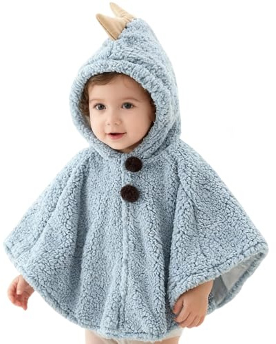 ITODA Mignon Cape à Capuche Bébé Garçon Filles Sweat À Capuche Laine Doux Poncho Cape Tout-Petits Manteau à Capuchon Coupe-Vent Hiver Automne Vêtements d'extérieur Chaude Châle pour Enfants 0-3ans