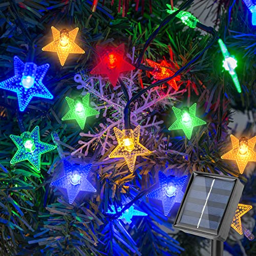 Fohil Guirnalda Luces Exterior Solar, 12M 100 LED Cadena de Luces de Estrella 8 Modos IP65 Impermeable Decoración para Navidad, árbol, Fiestas, Bodas, Patio, Jardín