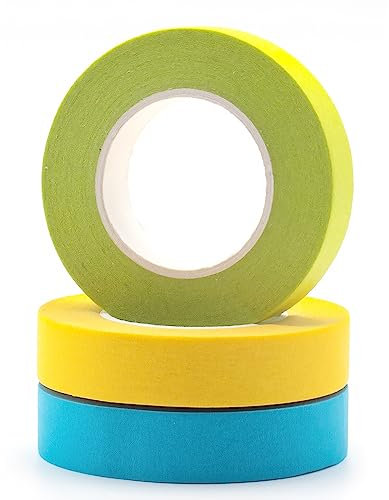 3 Rollos Cinta De Enmascarar Colores, 15MM x 20M Cinta De Enmascaramiento Premium, Cinta De Pintar Profesional, Cinta Adhesiva Para Enmascarar Ancha, Cinta Papel Para Pintar, Removible Sin Residuos