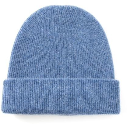 tonten 100% Pur Cachemire Bonnet Double Couche pour Femmes, Hiver Bonnet de Ski épais Doux et Chaud pour Femmes (FR/ES, Alpha/Lettres, Taille Unique, Bleu)