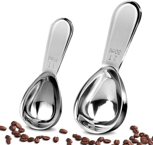 UDQYQ Kaffeemesslöffel aus Edelstahl - 2er Pack Messlöffel für Kaffee (15ML und 30ML), Exakter Messlöffel für Kaffee, Zucker und mehr (15ml+30ml)