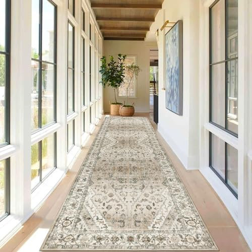 Cekene Alfombra de Pasillo Vintage para Pasillo, 80 x 300 cm, Antideslizante, Lavable, Alfombra de Cocina Extra Larga y de Perfil bajo, Alfombra para Entrada, Pasillo, Cocina, Sala de Estar