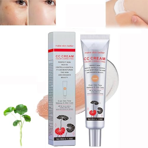 Pelinuar Korean Color Changing CC Cream, Color Adapting Foundation, Even Skin Tone Makeup and Skin Care (Dark Color, 1 Pcs)