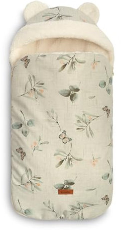 SENSILLO - Fußsack Kinderwagen - Baby Fußsack Winter - für Babywanne, Babyschale, Buggy - für Kinder 0-18 Monaten - mit Reißverschluss, Gurtöffnungen, wasserabweisendem Stoff - Olive