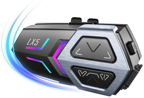 Qussedser LX5 Motorcycle Helmet Headphones Mesh Intercom for 10 Riders 2000m Hands-Free Speaker, Bluetooth 5.3 Waterproof 1pcs