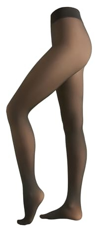 CALZEDONIA Woman's Sheer Effect 120 Denier Thermal Tights in Black, Size XS/S