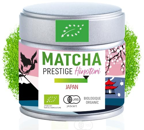 ORIGEENS THE MATCHA CEREMONIE BIO PRESTIGE HINOTORI - Thé matcha Bio Japonais - Usucha/Koicha/Matcha Latte - Poudre de Thé Vert Matcha Cérémonial Boîte 30g