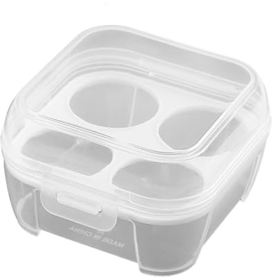 Scatola per uova in plastica a 3/4/8 con coperchio, contenitore impilabile e portatile, scatola portaoggetti per campeggio, picnic e organizzazione frigorifero (4 griglie)