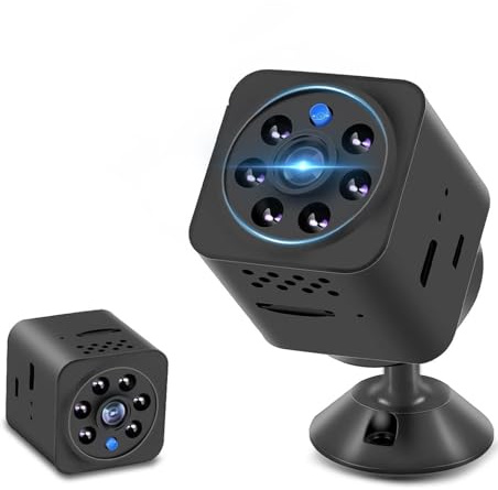 FJXMZQ Mini Camera Espion sans Fil, WiFi Caméras Espion Surveillance, Stockage Cloud Gratuit, Angle Ultra Large avec, Détection Mouvement & Vision Nocturne, Intérieur/Extérieur