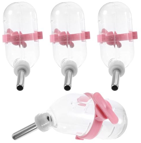 Toyvian 4pcs Stainless Steel Hamster Water Bottles Automatic Pet Cage Drinking Waterer for Small Animals