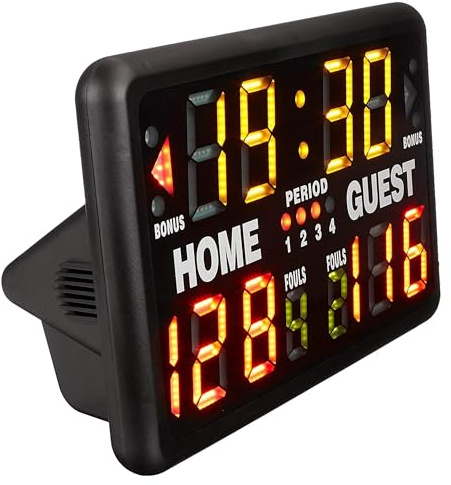 Tableau de bord électronique de basket-ball 24x16 pouces, horloge numérique de salle de sport avec télécommande for événements sportifs Modes multiples