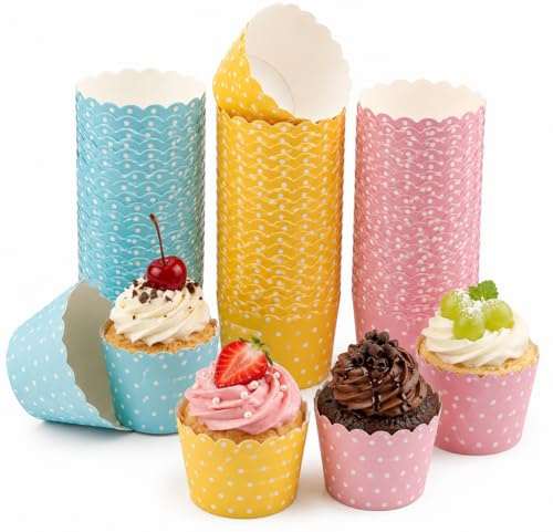 150 pirottini per cupcake, in carta, colorati, per muffin, per compleanni, matrimoni, feste, torte, muffin e gelati