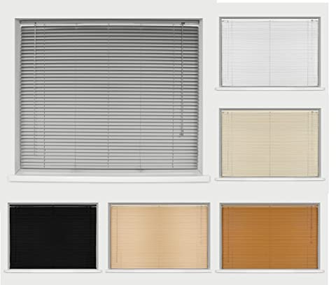 Ruby Deals PVC Window Venetian Blind Blinds Easy Fit Curtains Trimmable Fittings Windows Treatment Shutters Twist Open Close (Grey-PVC, W 210cm(82.6'') x H 150cm (59)