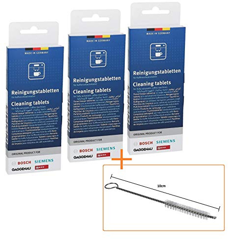 Bundle 3 x Siemens Reinigungstabletten für Kaffeemaschine Kaffeevollautomat 00311969 311969 00311940 mit LUTH Premium Profi Parts Reinigungsbürste