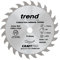 Trend Wood Circular Saw Blade, 115mm Diameter, 9.50mm Bore, 24 Teeth, 1.5mm Kerf, +20° Hook, TCT, Medium Finish, CSB/11524