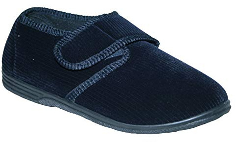 footloose.shoes Diabetic Orthopedic Men's Easy Close Wide-Fitting Touch Close Bar-strap Shoe Slippers Sizes 6-14 (Navy Zac, UK Footwear Size System, Adult, Men, Numeric, Wide, 10)