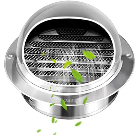 Moonjor 100mm Grille d'Aération Ronde Grille Ventilation Hotte, Bouchon Rond en Acier Inoxydable 304 Avec/Maille