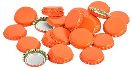 DIAH DO IT AT HOME 100 Pack Orange Crown Caps 26mm - Decorative Beer Bottle Caps for DIY Homebrew, Fruit Cider & Radler - Airtight Sealing Crowns for Standard Glass Bottles (Set of 100)