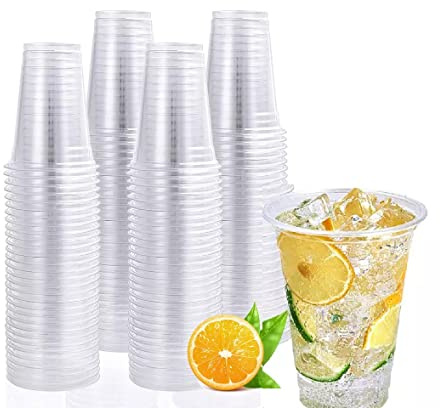 Sabco - Clear Plastic Cups 16oz (50 Pack) - Disposable Drinking Cups - Strong Party, Smoothie, Milkshake & Juice Cups - Ideal for Events, Takeaway & Restaurants