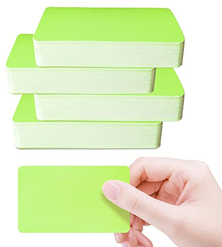 Lot de 200 cartes vierges en papier kraft, 6 couleurs, cartes de mots, cartes de message, cartes de visite, cartes d'apprentissage, cartes mémoire, vertes