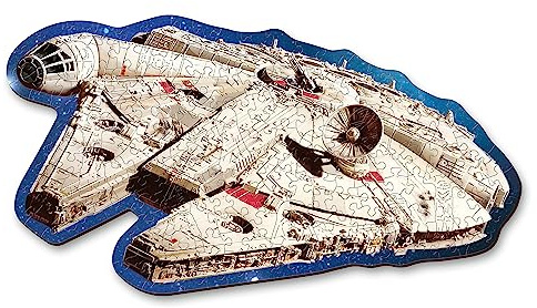 Trefl – Puzzle in Legno 3D: Star Wars, Millennium Falcon – 160 Pezzi, Wood Craft, Forme Irregolari, 10 Figurine, Moderno Puzzle Premium, per Adulti e Bambini dai 9 Anni di età