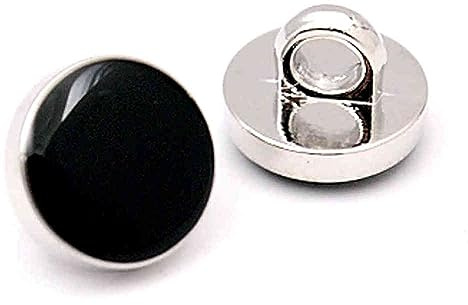 Silver Rim Black Shirt Shank Buttons 11.5mm (12)
