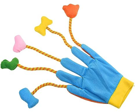 Folpus Katzen-Teaser-Handschuhe, Plüschspielzeug, Spielen mit Glocke, Aktivität, Haustier-Katzenhandschuh-Spielzeug, interaktives Katzenspielzeug für Welpen,