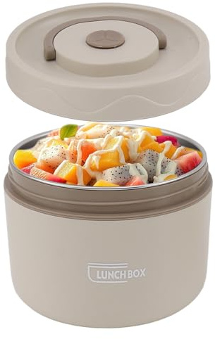Tissting Food Flask for Hot Food 550ml Soup Flask Microwaveable Thermal | Lunch Containers 304 Stainless Steel Liner Insulated Food Jar Salad Picnic Boxes White